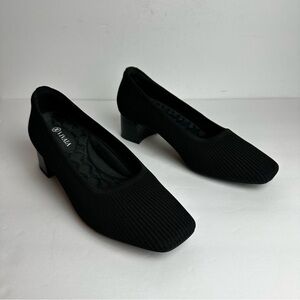 Vivaia Melody Square Toe Chunky Heel Pumps Women's US 9.5 EU 41 Shoes Black NEW